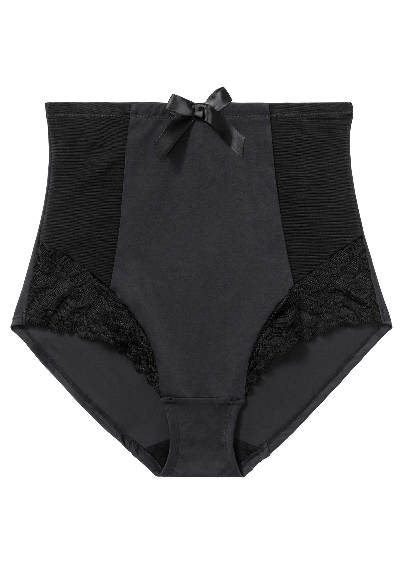 Zdobené stahovací bokové kalhotky, střední tvarující efekt • černá • bonprix obchod