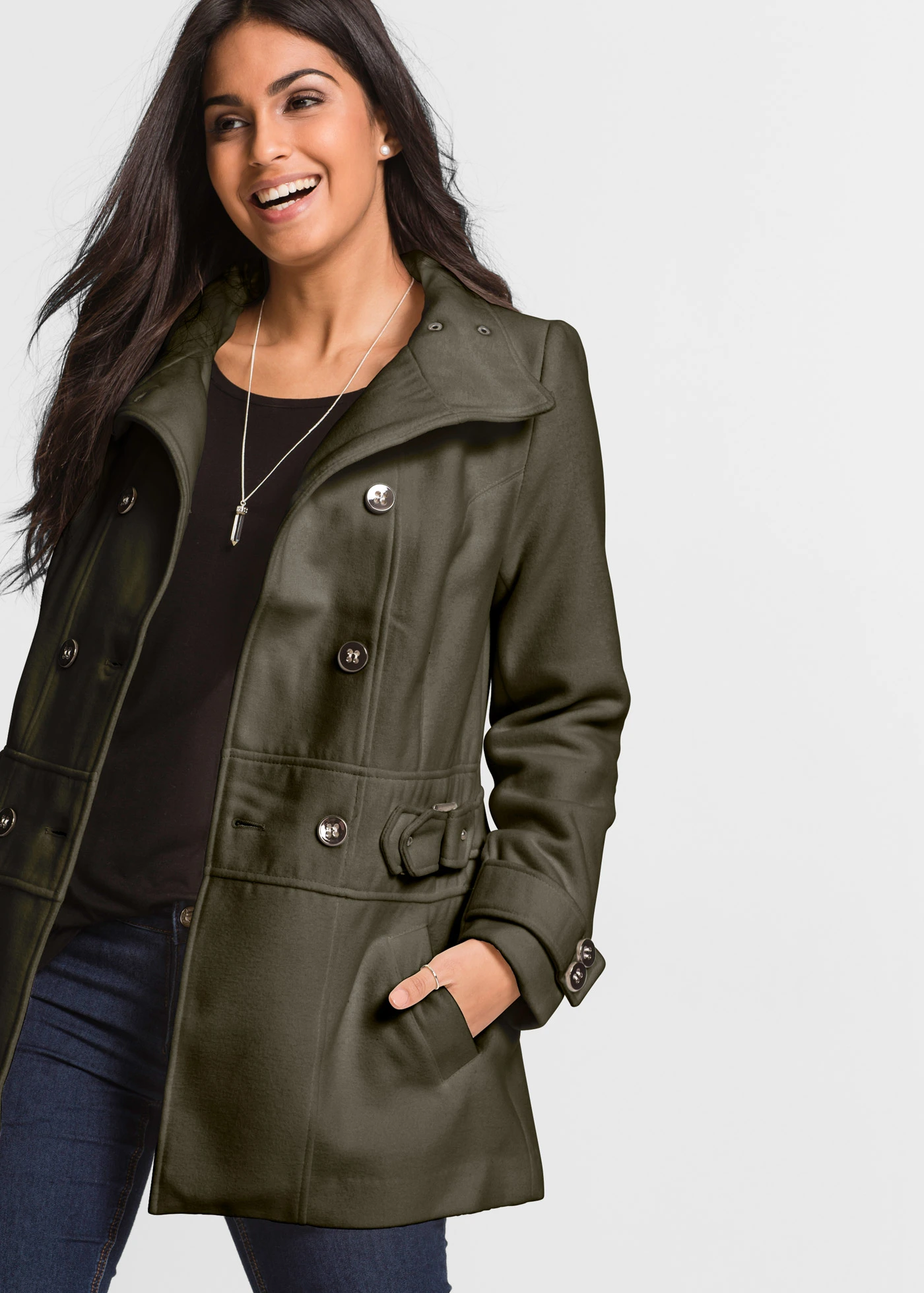 Krátký kabát, krátká velikost • tmavě olivová • bonprix obchod