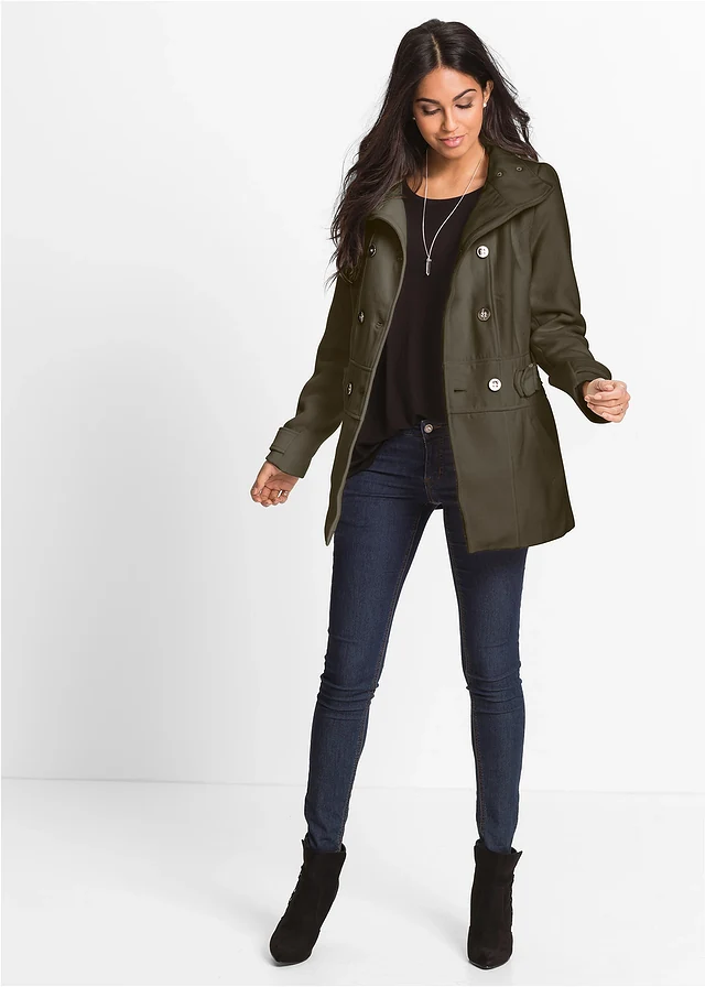 Manteau court, petite stature, Couleur: olive foncé