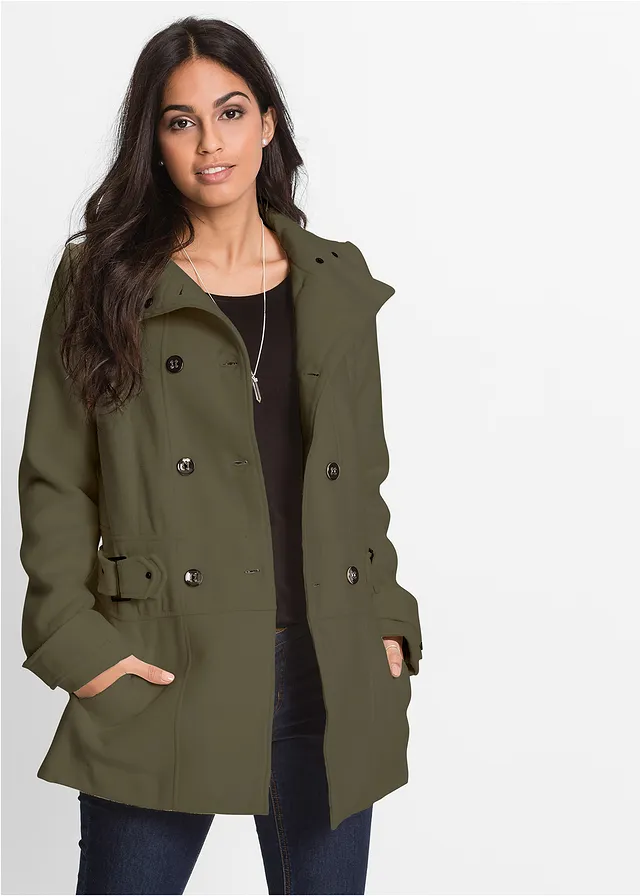 Manteau court, petite stature, Couleur: olive foncé
