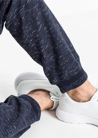 Melírované joggingové kalhoty s žebrovanými náplety • tmavě modrý melír • bonprix obchod