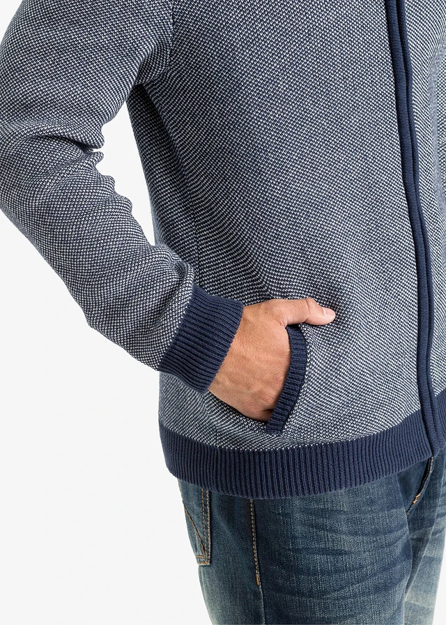 Gilet en maille 100% coton à col montant • bleu foncé chiné • product-page.page-title-suffix