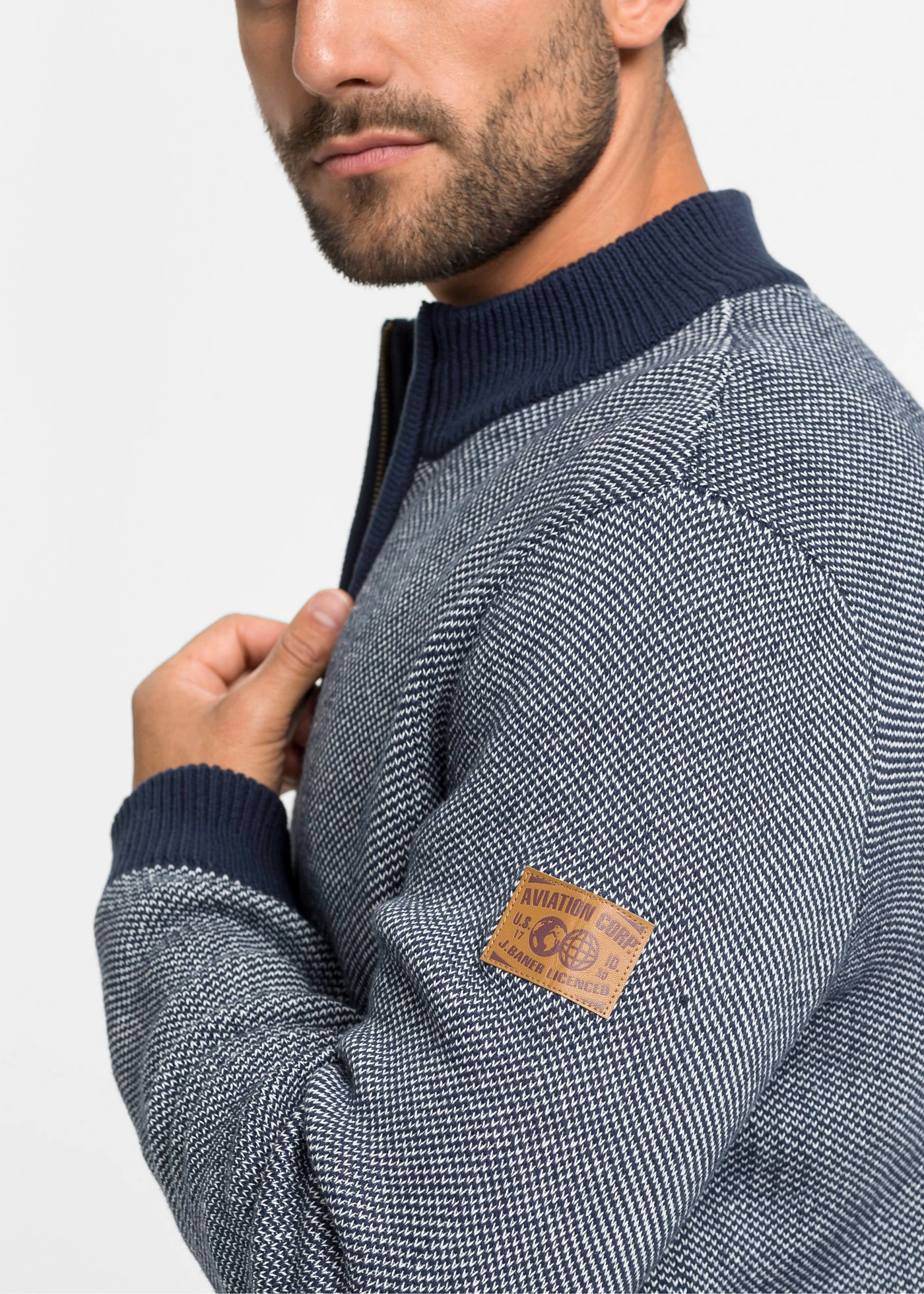 Grof gebreid van puur katoen • donkerblauw gemêleerd • bonprix online shop