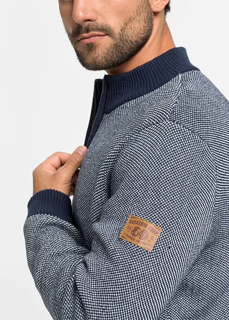 Jachetă din tricot cu ochiuri mari din bumbac 100% • bleumarin melanj • magazin bonprix