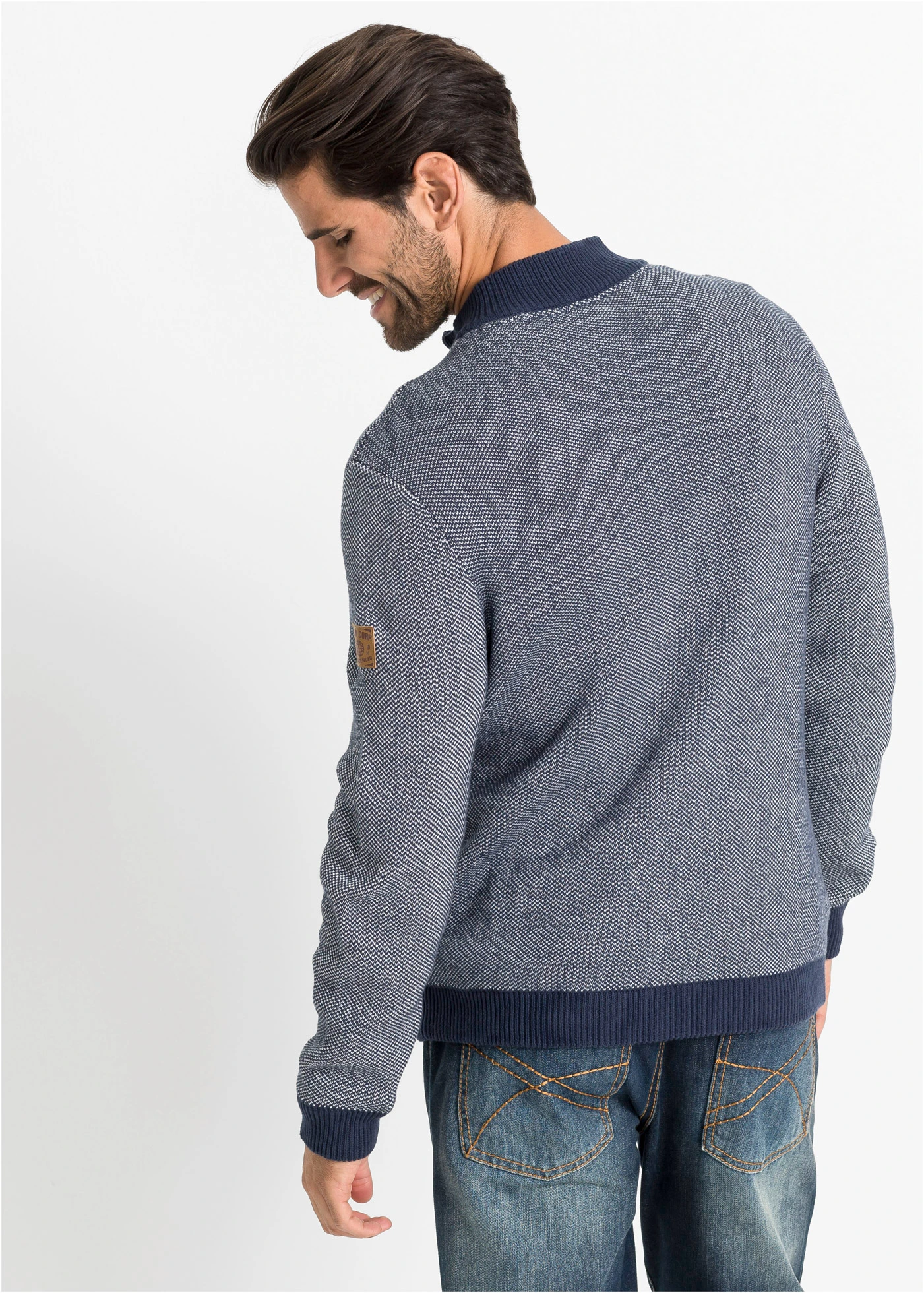 Grof gebreid van puur katoen • donkerblauw gemêleerd • bonprix online shop