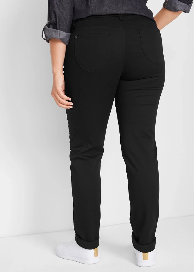 Strečové džíny Straight, High Waist, barva: černý kepr