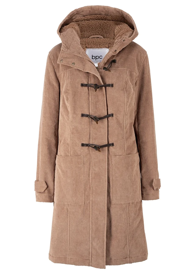 Duffle-coat en velours côtelé doublé