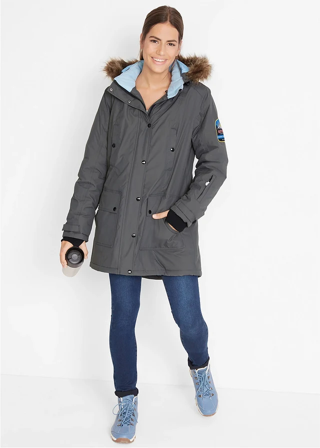 Parka outdoor imperméable et technique à capuche, Couleur: anthracite