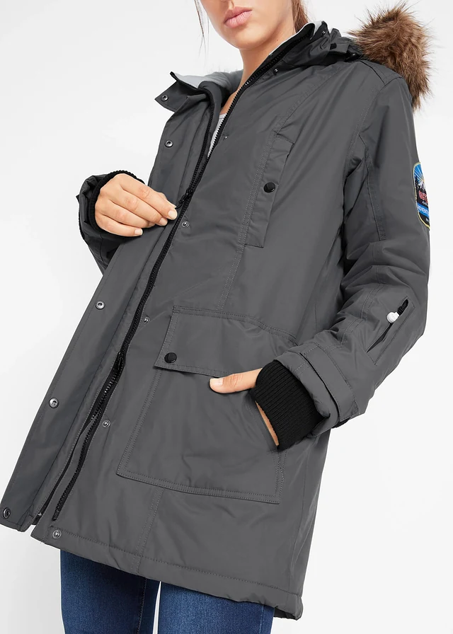 Lange outdoor jas met capuchon, waterdicht • antraciet • product-page.page-title-suffix