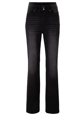 Corrigerende jeans mid waist, bootcut, Kleur: zwart denim