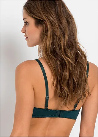 Lot de 3 soutiens-gorge push-up avec dentelle, Couleur: bleu foncé+rose dragée+blanc