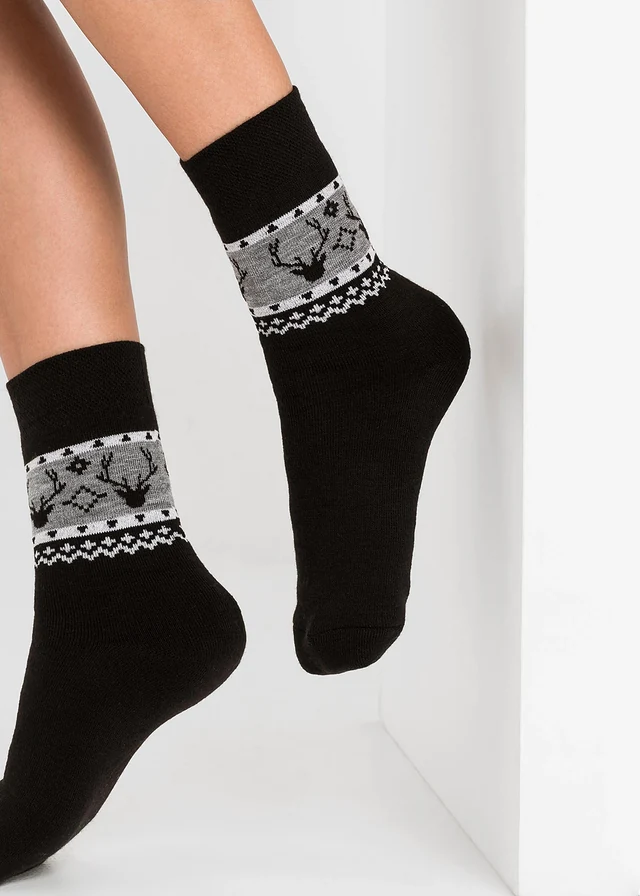 Lot de 4 paires de chaussettes thermiques unisexes, Couleur: noir-bleu-gris chiné