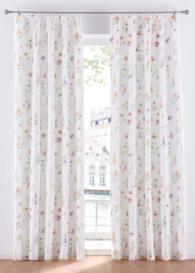Draperie print floral cu poliester reciclat (1buc.)