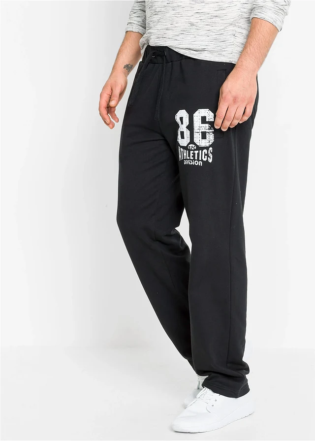 Joggingbroek van katoen, Kleur: zwart/wit
