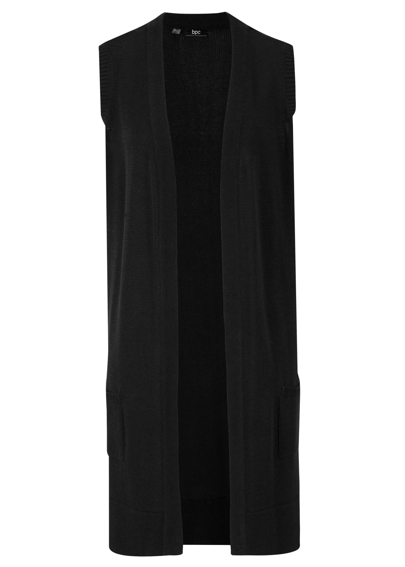 Dlouhá pletená vesta s kapsami • černá • bonprix obchod