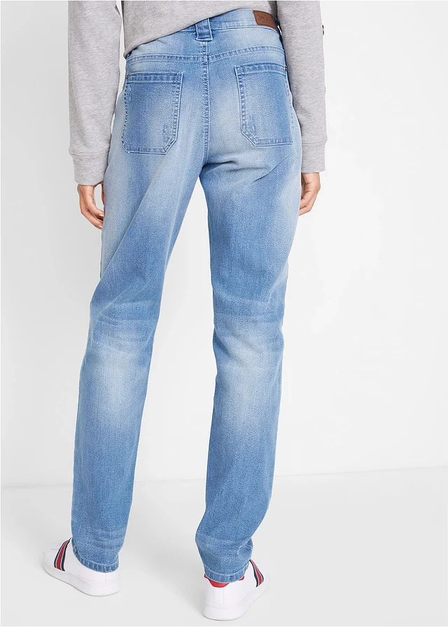 Comfort stretch boyfriend jeans, Kleur: lichtblauw denim used