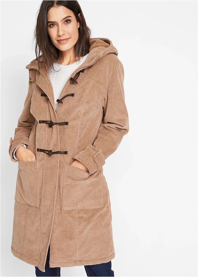 Gevoerde houtje touwtje jas van corduroy • camel • product-page.page-title-suffix