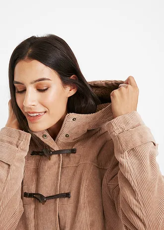 Kabát dufflecoat s podšívkou, z manšestru • velbloudí • bonprix obchod