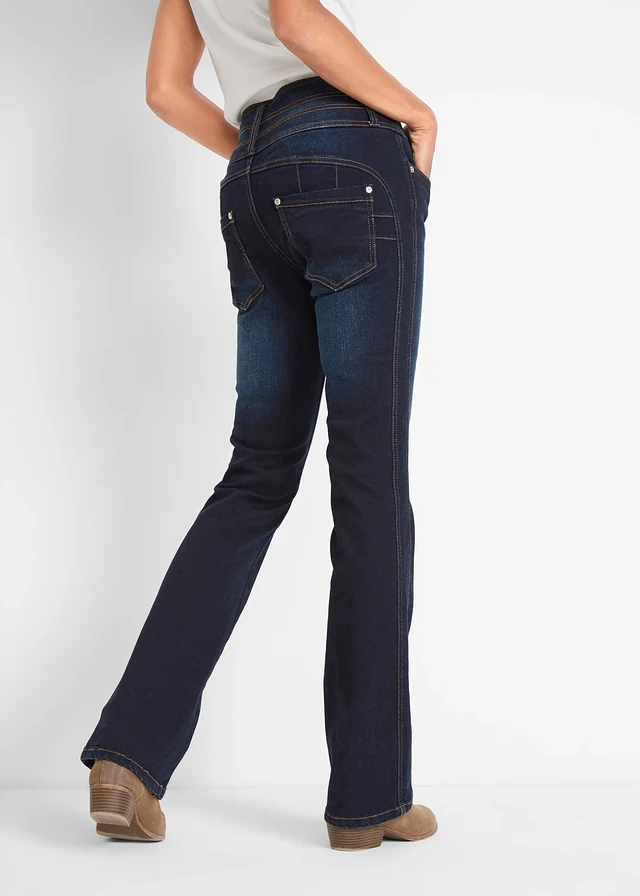 Corrigerende bootcut jeans, high waist, Kleur: donkerblauw used