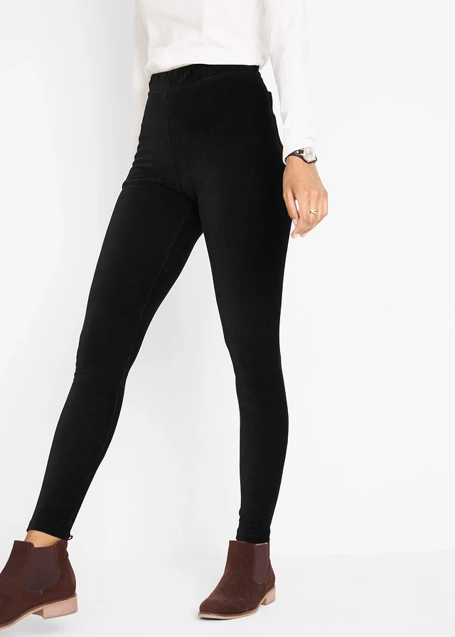 Legging van babycorduroy met brede comfortband, Kleur: zwart