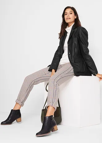 Lange blazer van imitatieleer, Kleur: zwart