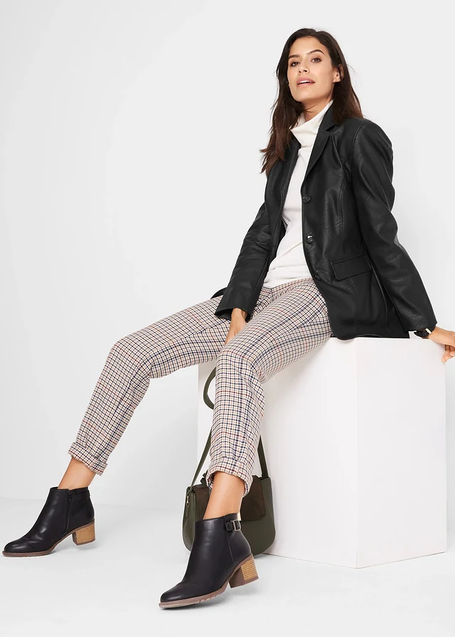 Lange blazer van imitatieleer • zwart • product-page.page-title-suffix