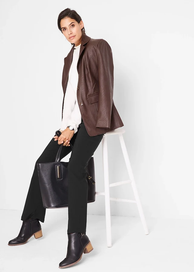 Stretch broek met viscose, Kleur: zwart