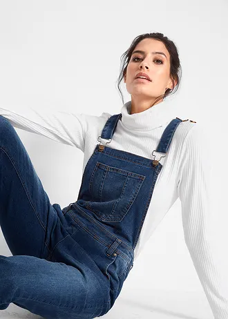 Džínové kalhoty s laclem a střihem Boyfriend • modrý denim • bonprix obchod