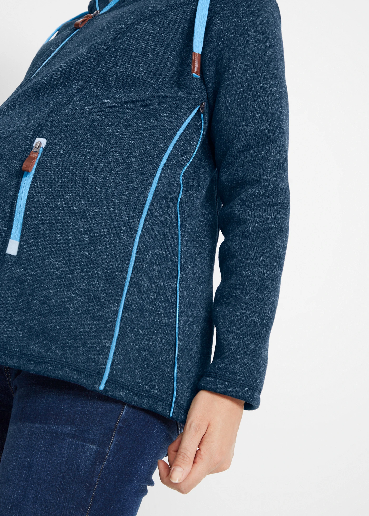 Těhotenská flísová bunda se vsadkou na nošení • tmavě modro-středně modrý melír • bonprix obchod