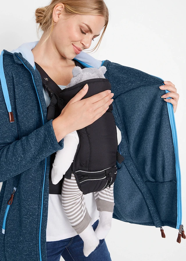 Veste de grossesse et de portage en polaire • bleu foncé/bleu moyen chiné • product-page.page-title-suffix