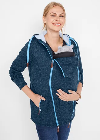 Zwangerschaps fleece vest / draagvest, Kleur: donkerblauw-middenblauw gemêleerd