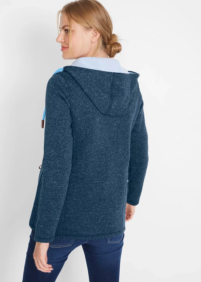 Veste de grossesse et de portage en polaire, Couleur: bleu foncé/bleu moyen chiné