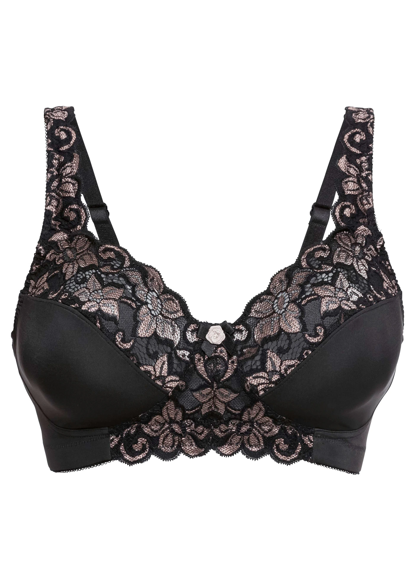 Sutien minimizer fără armătură cu bretele căptușite • negru/bej-cretă • magazin bonprix