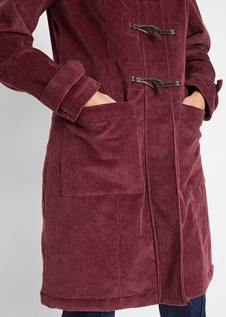 Duffle-coat en velours côtelé doublé, mi-long • rouge érable • Boutique bonprix