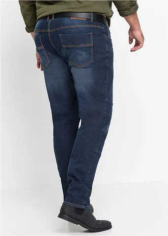 Strečové džíny Regular Fit, pohodlný střih, Tapered, barva: tmavě modrý denim