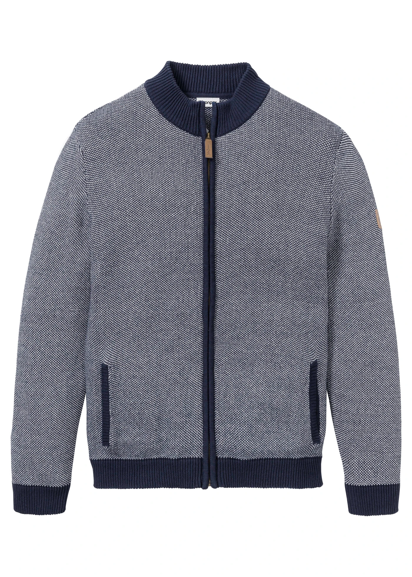 Kabátek ze silnější pleteniny z čisté bavlny • tmavě modrý melír • bonprix obchod