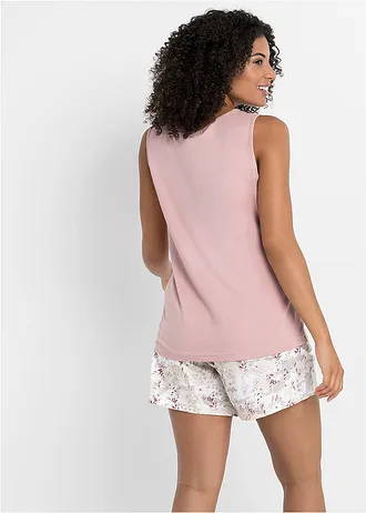 Shortama met fijn kant, Kleur: rozenhout gedessineerd