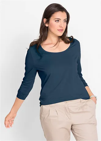 Longsleeve met ronde hals, Kleur: donkerblauw