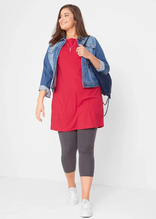 Jersey jurk met biologisch katoen, Kleur: rood