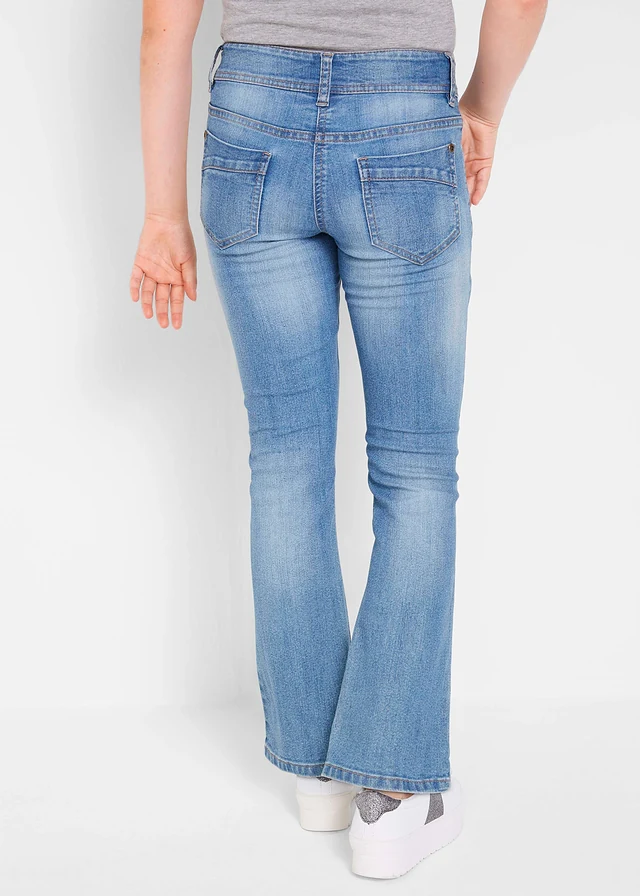 Bootcut jeans, mid waist, Kleur: medium blue denim bleached