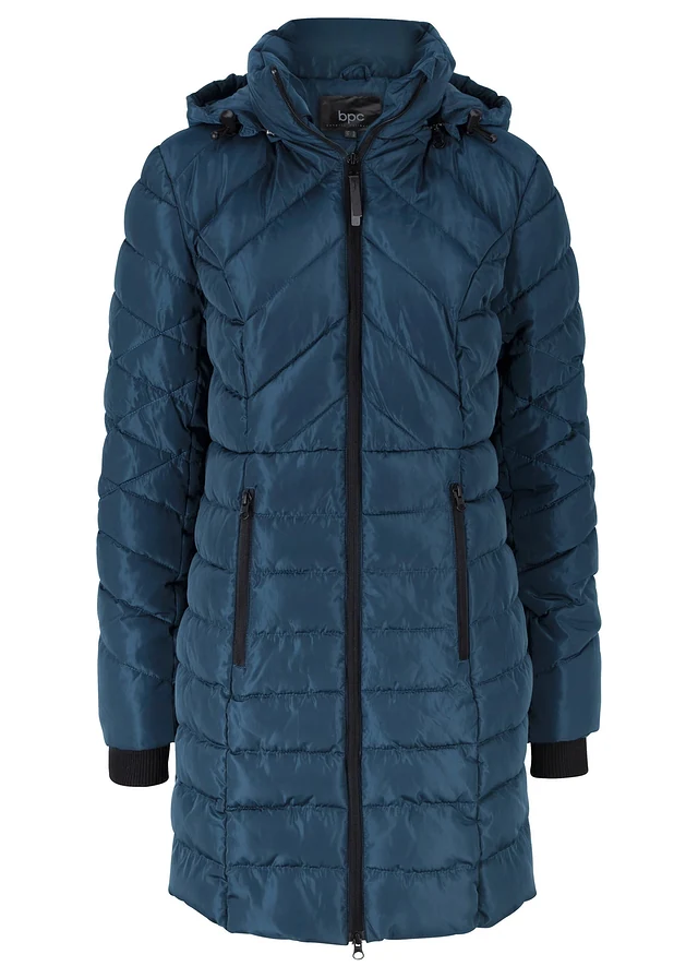 Veste longue matelassée, rembourrée, Couleur: bleu foncé