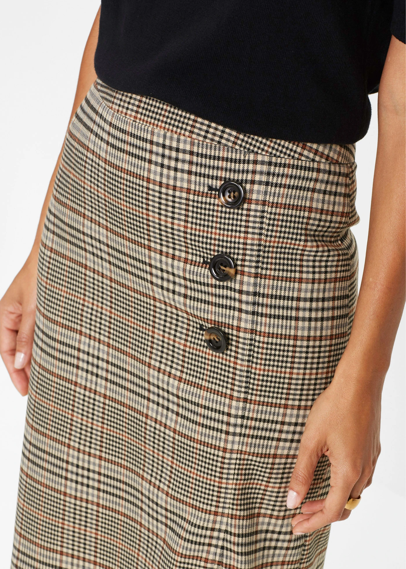 Pouzdrová sukně s knoflíky • světle hnědá kostkovaná • bonprix obchod