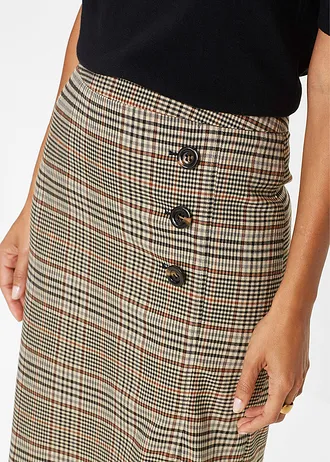 Pouzdrová sukně s knoflíky • světle hnědá kostkovaná • bonprix obchod