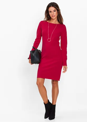 Gebreide jurk • granaatrood • bonprix online shop