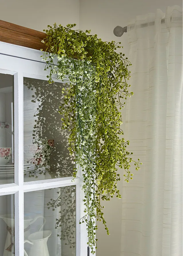 Kunstplant met kleine bloemen, Kleur: groen-wit