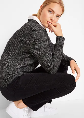 Pantaloni reiați cu stretch • negru • magazin bonprix