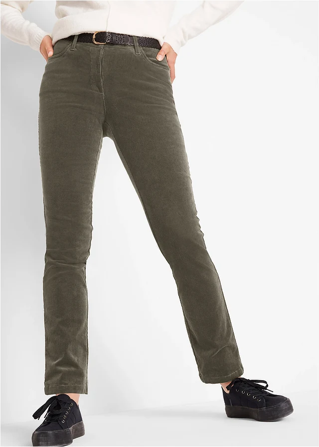 Pantalon extensible en velours côtelé • olive foncé • product-page.page-title-suffix