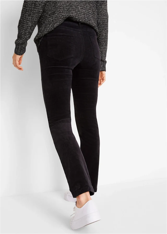 Pantaloni reiați cu stretch • negru • magazin bonprix
