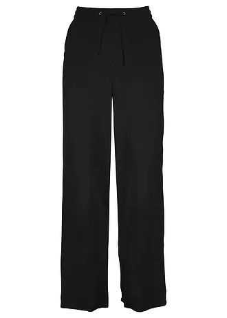 Pantalon palazzo en viscose fluide, Couleur: noir