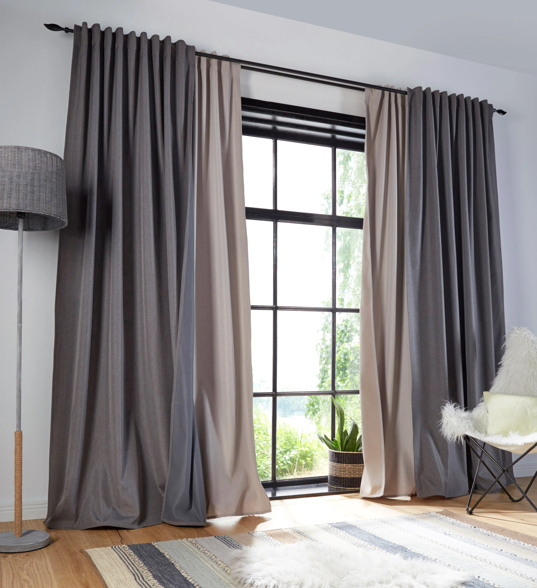 Rideau isolant avec envers en polaire douce, aussi en XXL (1 pce) • beige • Boutique bonprix